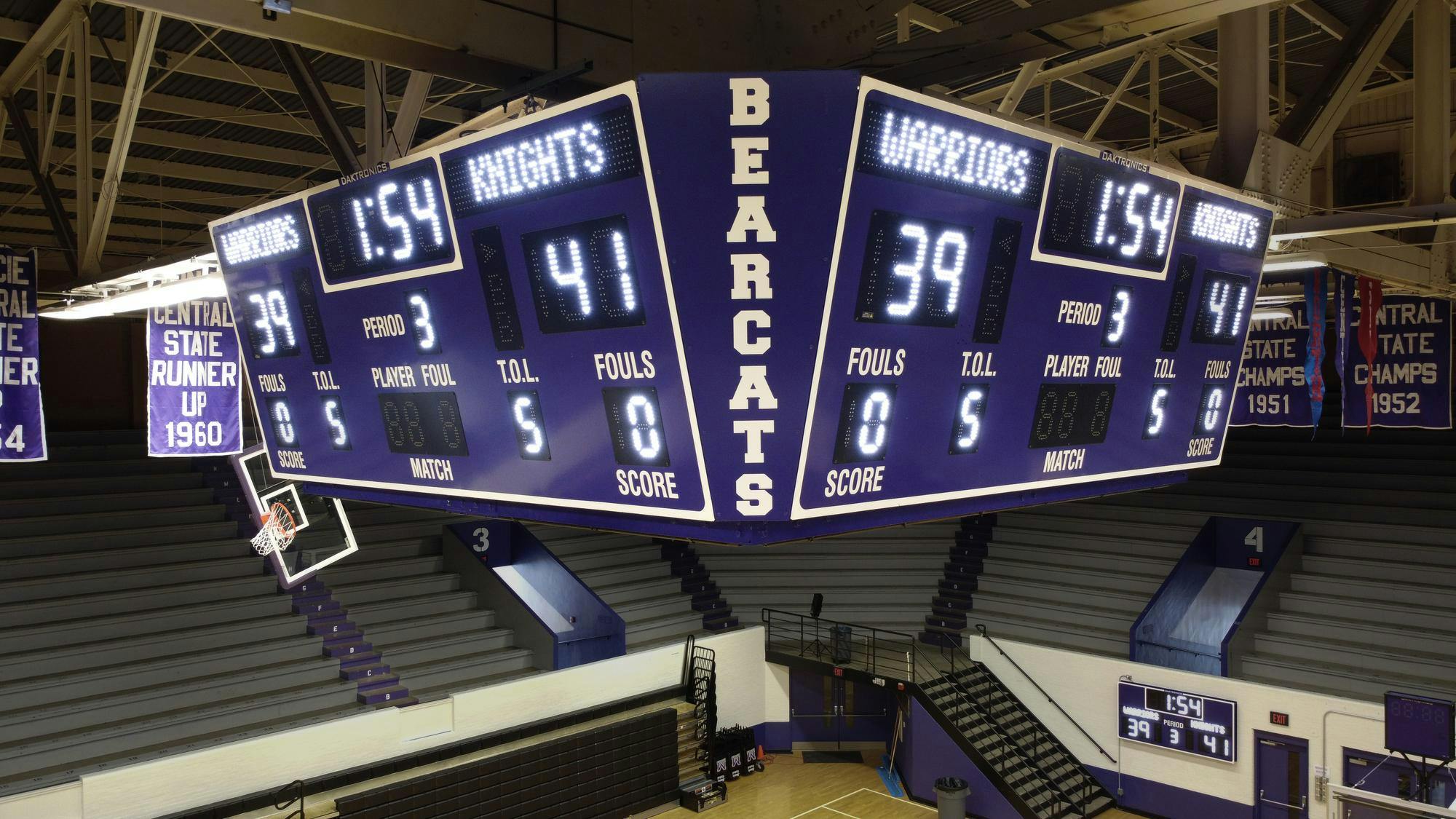 Scoreboards at the Muncie Fieldhouse Basketball Court March 30 in Muncie, Ind. Kyle Ingermann, DN
