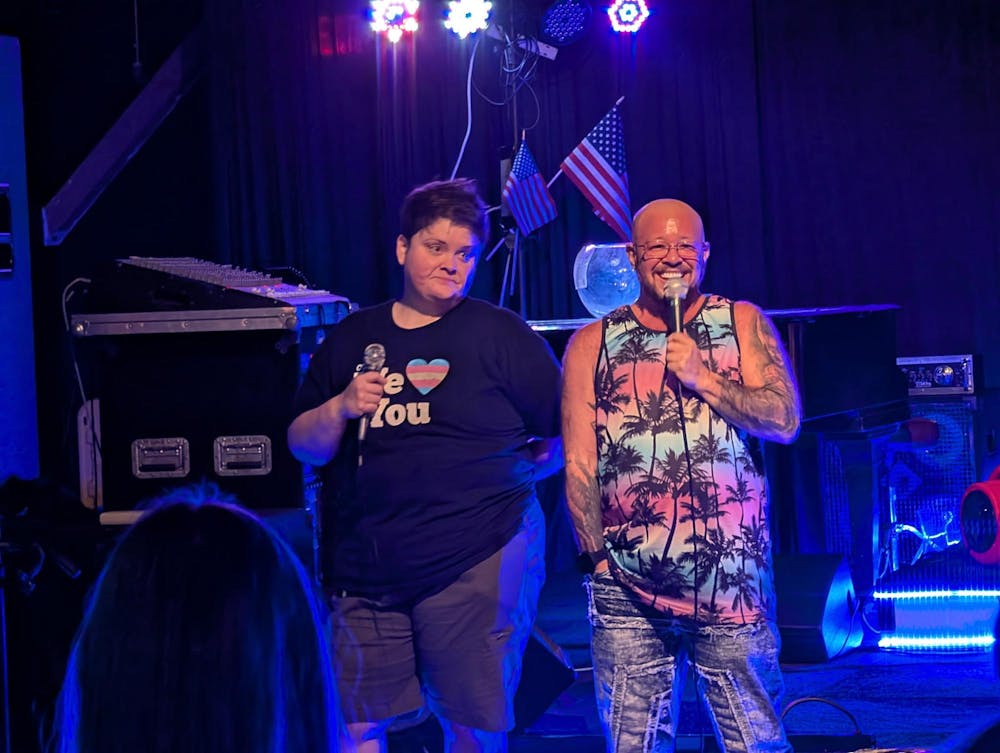 A photo of Mark III Taproom owners Tracy Letzler and Ryder Martz at Room Five Piano Bar in Munice, Indiana, July 19. The pair announced the purchase of a new location for the bar. Corey Ohlenkamp, Photo Provided.