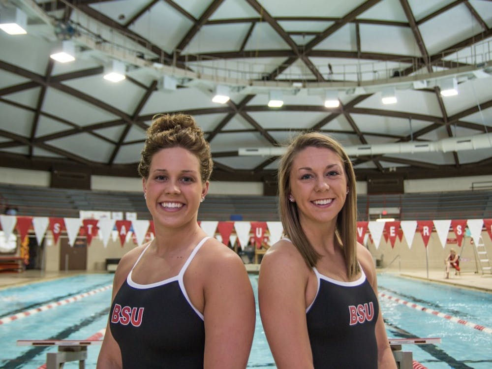 Cousins Anne Vormohr and Sophie Bader are both freshman on the Ball State University women's swimming and diving team. Reagan Allen // DN