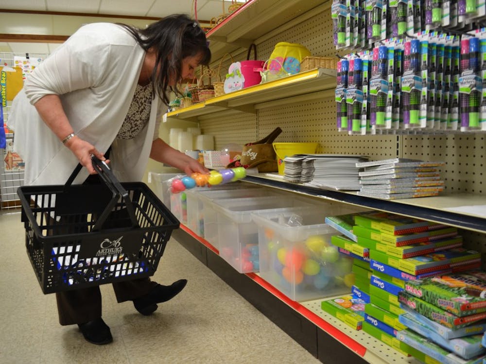 Sally Martin picks up Easter supplies at the Back To School Teachers Store for her students. Kayla Jackson, DN
