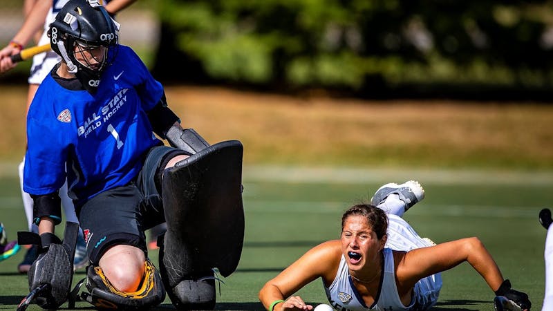 Freshman goaltender Wietske Overdijkink first experience in the United States was when she came to Ball State. The freshman has added an element of experience to the team according to head coach Stephanie Bernthal. Photo courtesy of Ball State Athletics&nbsp;