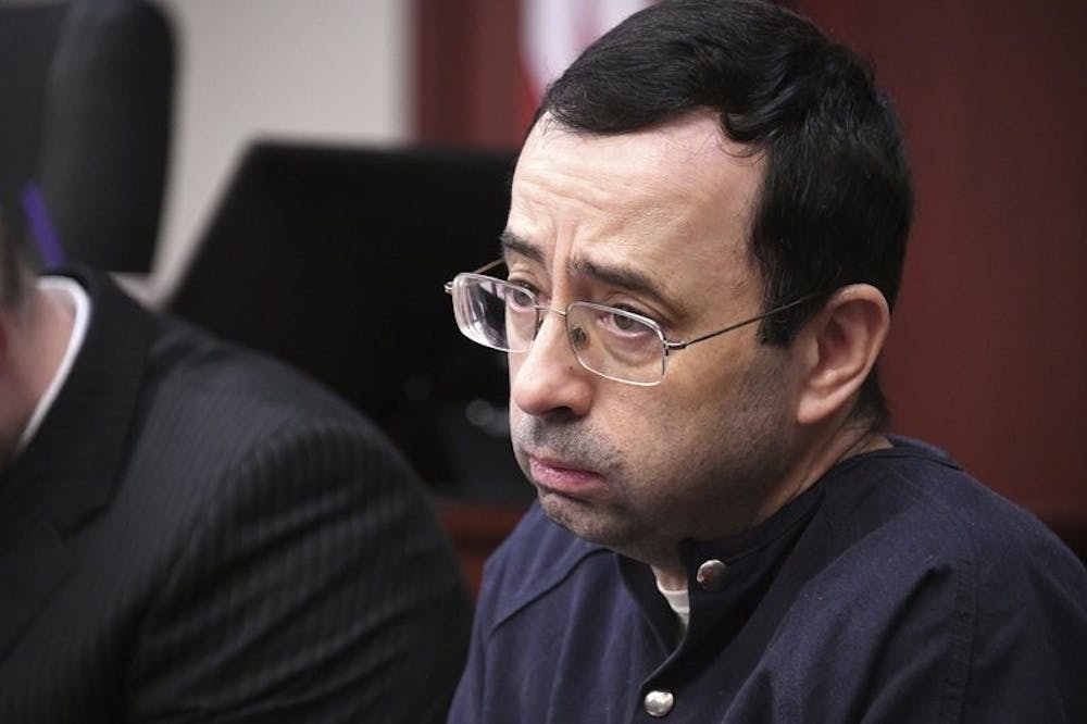Larry Nassar looks at the gallery in the court during the sixth day of his sentencing hearing Tuesday, Jan. 23, 2018, in Lansing, Mich. Nassar has admitted sexually assaulting athletes when he was employed by Michigan State University and USA Gymnastics, which is the sport’s national governing organization and trains Olympians. Associated Press, Photo Courtesy&nbsp;
