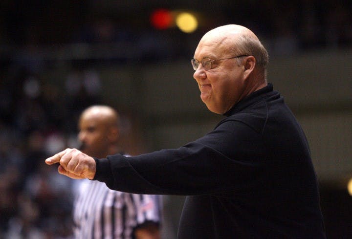 Former Saint Louis University basketball coach Rick Majerus has died. He was 64. Here, Majerus gestures to one of his players during a college basketball game against Southern Illinois University on December 2, 2008. Majerus coached from 1987-1989 for Ball State. MCT PHOTO