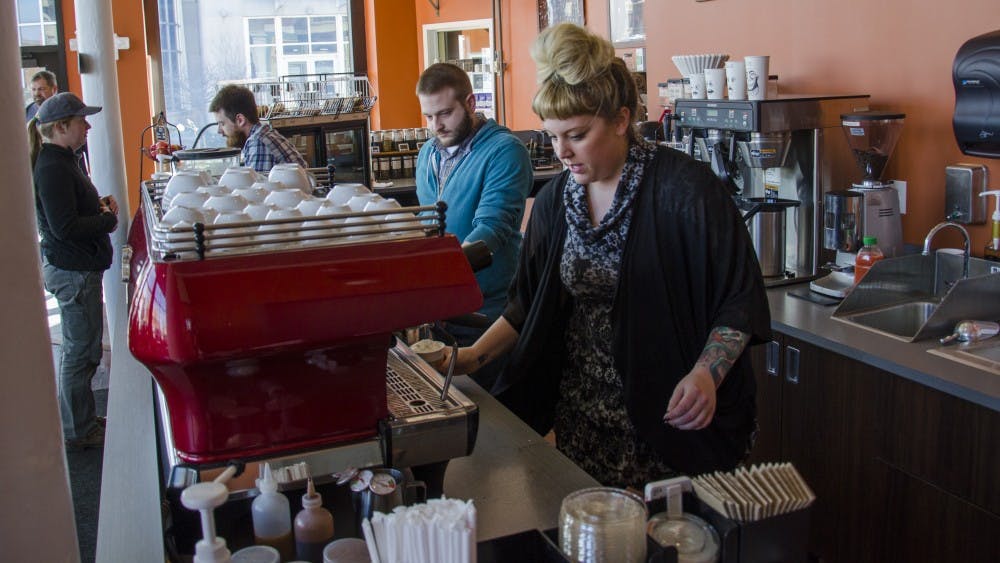 The Caffeinery is a locally owned coffee and tea house by Frank Reber and his wife Lauren, not pictured. The business opened up its doors last year on March 17. DN PHOTO BREANNA DAUGHERTY