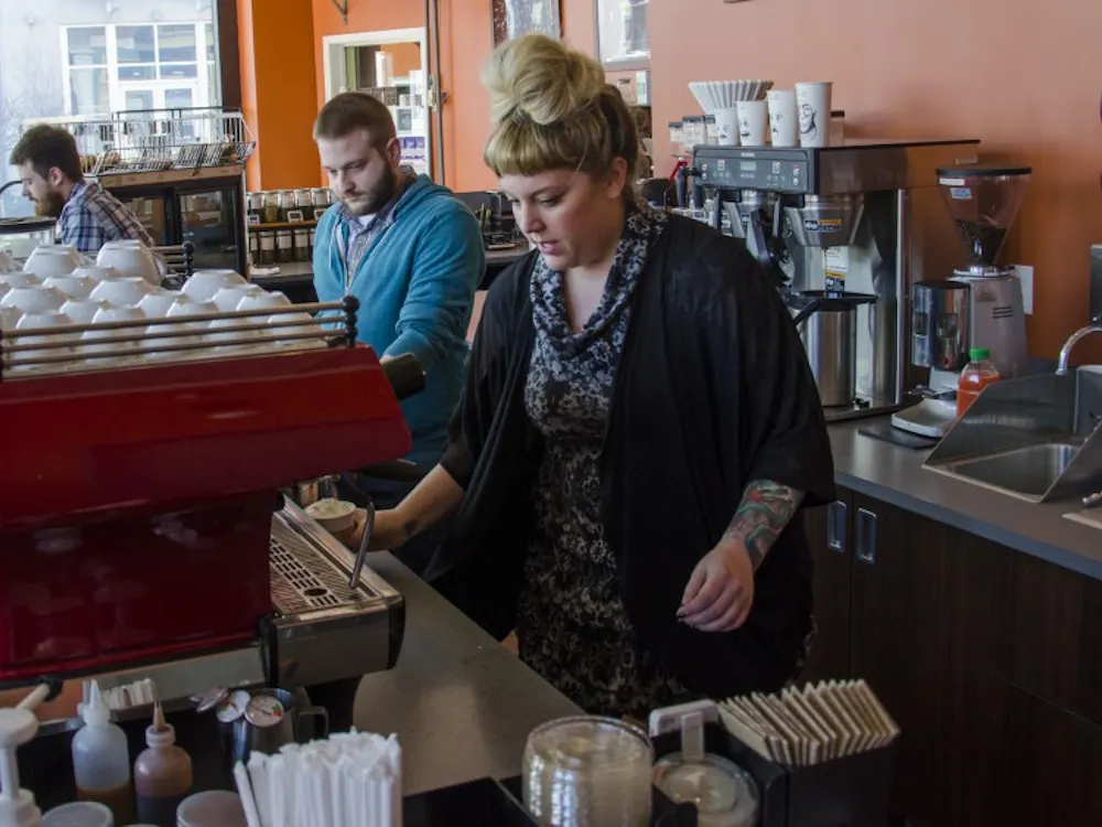 The Caffeinery is a locally owned coffee and tea house by Frank Reber and his wife Lauren, not pictured. The business opened up its doors last year on March 17. DN PHOTO BREANNA DAUGHERTY