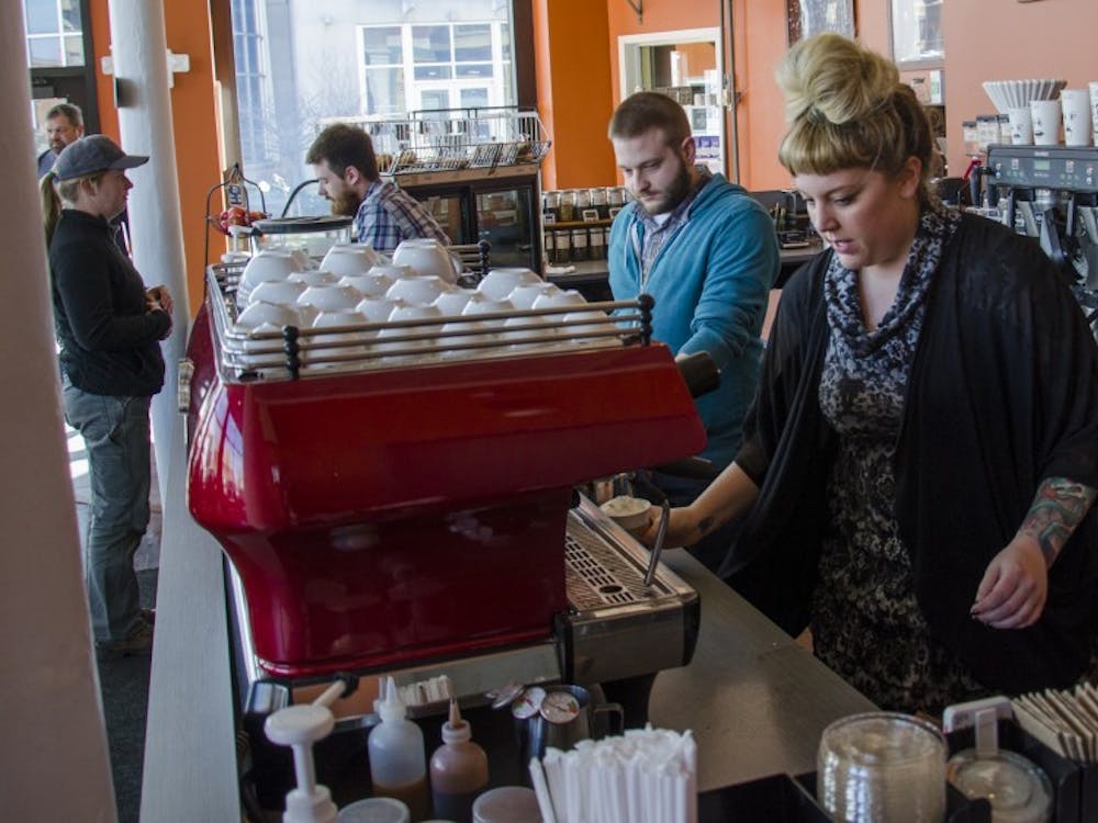 The Caffeinery is a locally owned coffee and tea house by Frank Reber and his wife Lauren, not pictured. The business opened up its doors last year on March 17. DN PHOTO BREANNA DAUGHERTY