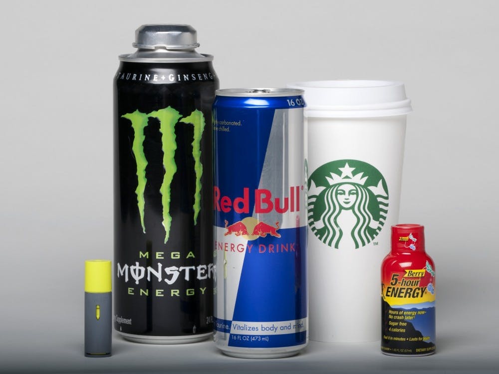 Caffeinated beverages and shots are displayed January 21, 2013. Energy drinks, which derive much of their stimulant capacity from caffeine, have shown up in reports of a number of recent deaths, the FDA says. (Kate Lucas/Orange County Register/MCT)