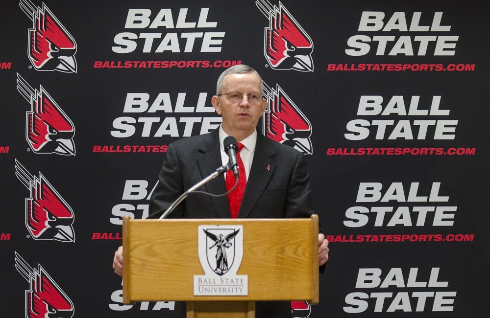 Ball State Athletic Director Mark Sandy speaks at his introductory press conference. DN PHOTO BREANNA DAUGHERTY