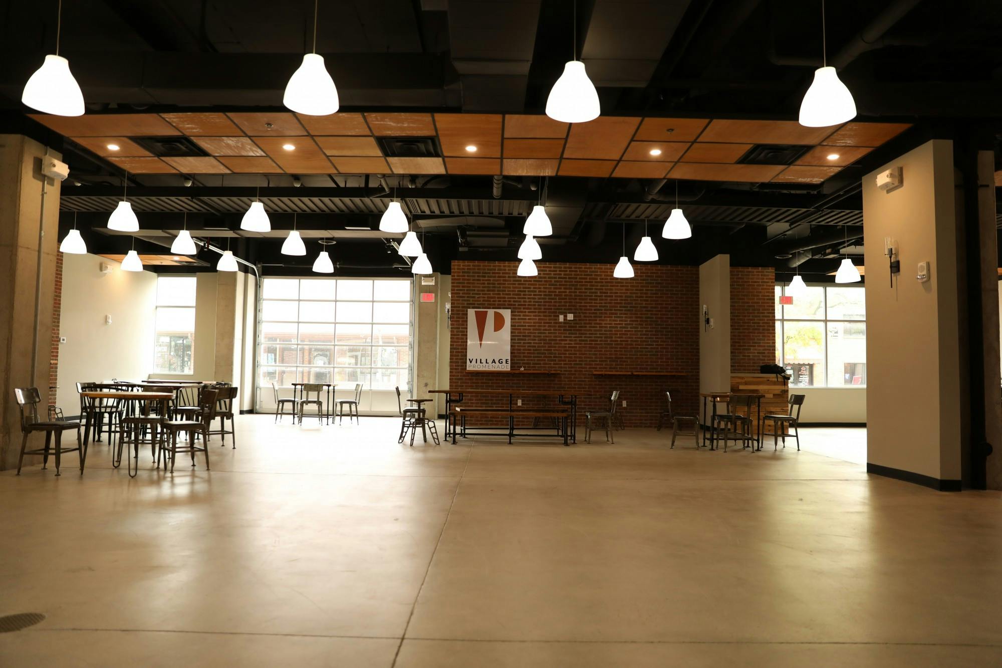 Hanging lights illuminate the location of the Fashion Merchandising Association&#x27;s resale pop-up shop. Members plan to decorate the room with clothing racks, tables and a photo booth for customers. Rylan Capper, DN