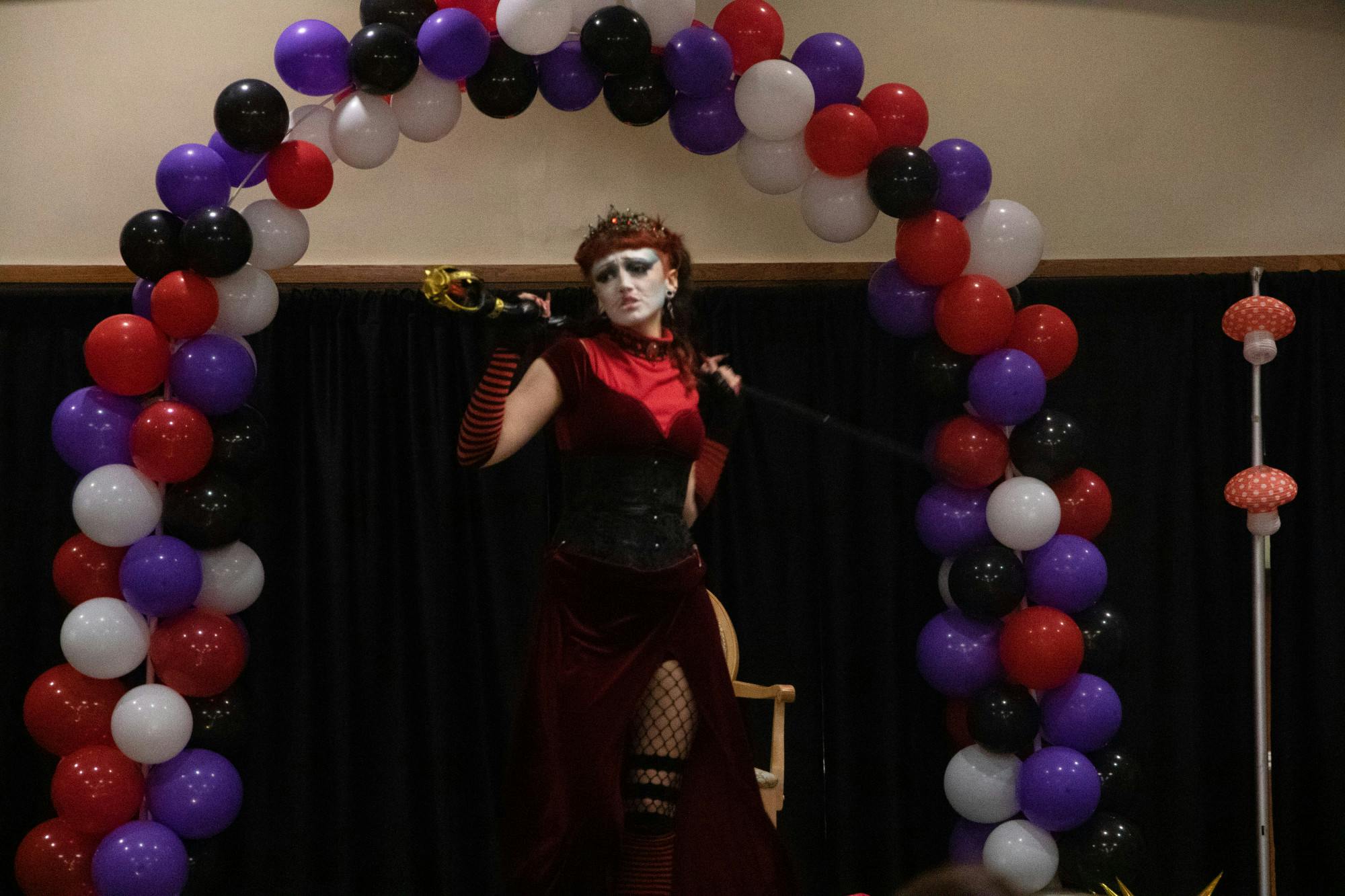 King Kunt, visual communications major, performs at Spectrum's "Mad Hatter's Drag Party" March 31 in the L.A. Pittenger Student Center. Madelyn Bracken, DN