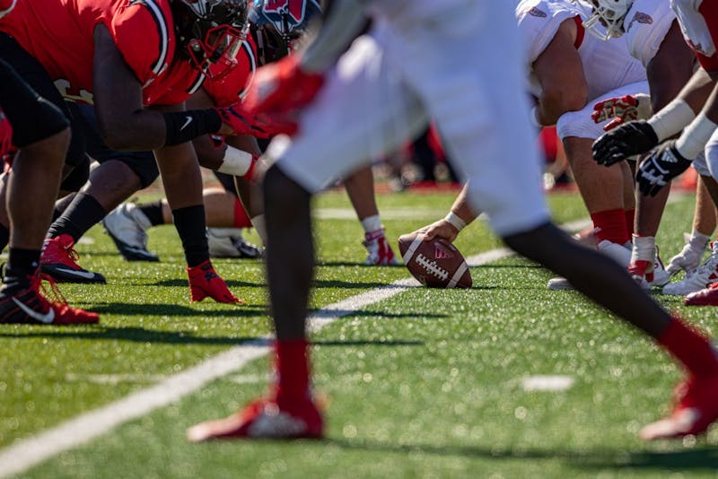 Florida Atlantic's offense gets ready to snap the ball in the third quarter Sept. 14, 2019, at Scheumann Stadium. The Owls went on to defeat the Cardinals, 41-31. Paul Kihn, DN