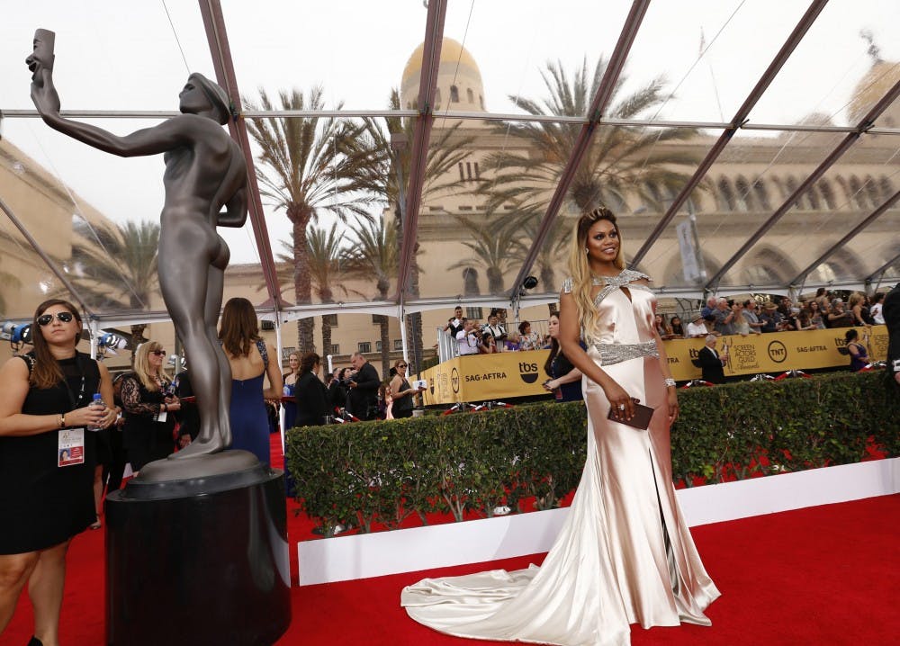 Laverne Cox arrives at the 21st Annual Screen Actors Guild Awards on Sunday, Jan. 25, 2015, at the Shrine Auditorium in Los Angeles. (Al Seib/Los Angeles Times/TNS)