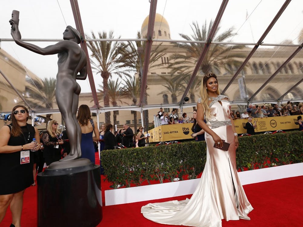 Laverne Cox arrives at the 21st Annual Screen Actors Guild Awards on Sunday, Jan. 25, 2015, at the Shrine Auditorium in Los Angeles. (Al Seib/Los Angeles Times/TNS)