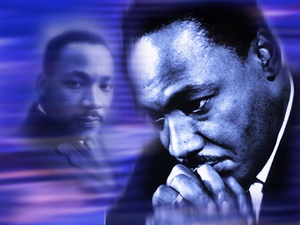 Graphic shows two pictures of Martin Luther King, Jr.