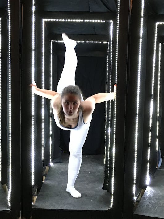 Thirteen dancers and 12 architecture majors collaborated on a project called Space in Motion on March 3 for Muncie's ArtsWalk. The project in the old&nbsp;Cintas Building enabled students to learn how to work with others with their designs. DN PHOTO MICHELLE KAUFMAN\