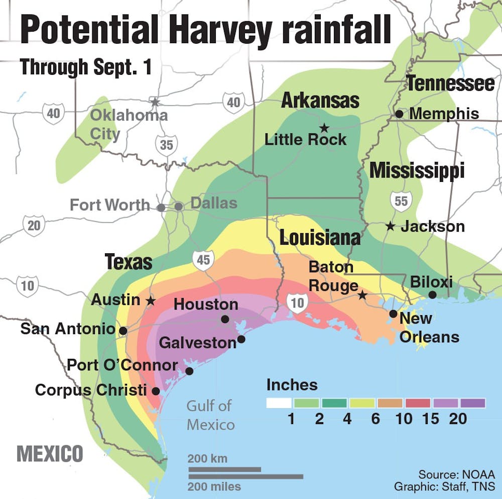 Millions of people are bracing for a prolonged battering from Hurricane Harvey along the Golf of Mexico. Forecasters are saying that the hurricane could hit over 100 miles inland. TNS Photo