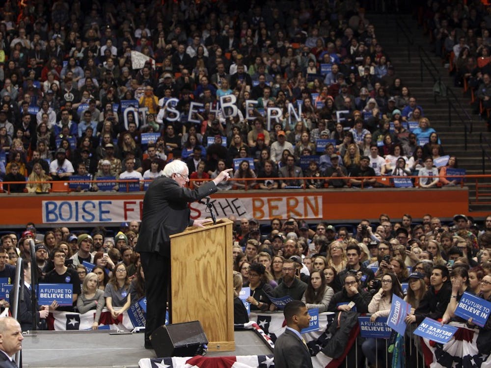 Democratic presidential candidate Bernie Sanders campaigns at Boise State University on Monday March 21, 2016 in Boise, Idaho. (Joe Jaszewski/Idaho Statesman/TNS)  