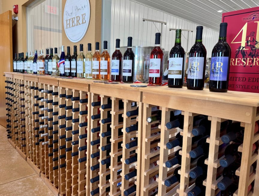 Tonne Winery’s interior display allows customers to explore their wide collection of custom wines