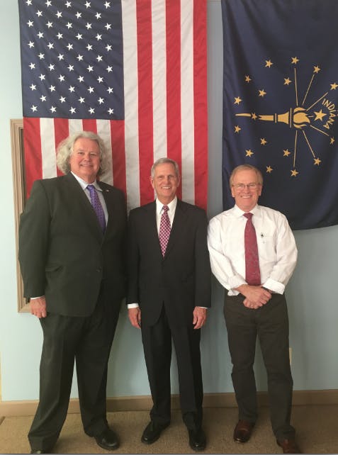 Muncie Mayor Dennis Tyler and John Dickeson, who was formerly running&nbsp;for Senate, publicly endorsed Baron Hill as he runs as the only democratic candidate on the ballot to replace Sen. Dan Coates. DN PHOTO MICHELLE KAUFMAN