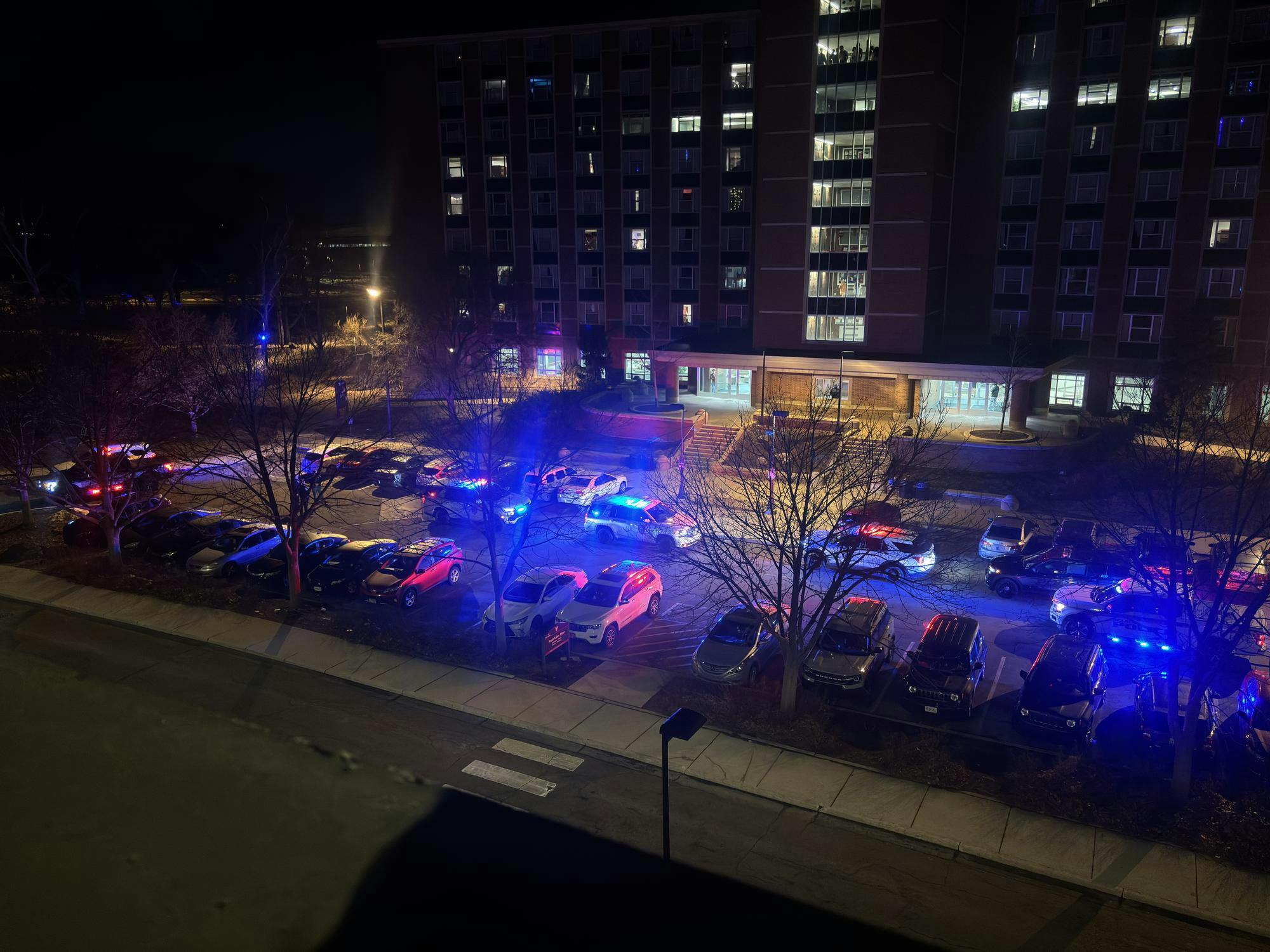 University Police Department cars respond to a call at Studebaker West Hall Feb. 16. Trinity Rea, DN