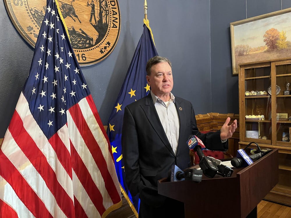  Indiana Attorney General Todd Rokita speaks to the media on Friday, March 21, 2025, at his office in Indianapolis. Niki Kelly/Indiana Capital Chronicle, photo provided