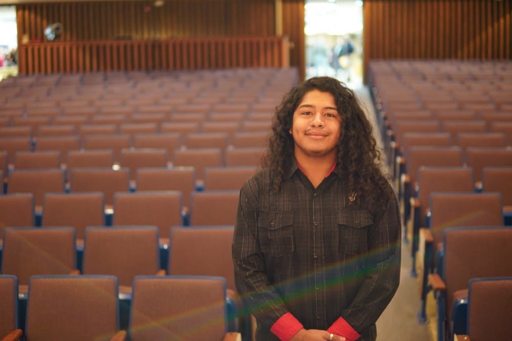 <p>Muncie Community Schools student senior Omar Rodriquez stands in the auditorium after the MLK Citizenship Award event Saturday, Jan. 19, 2019, at Muncie Central High School. Rodriguez has won the award for 10 consecutive&nbsp;years. <strong>Scott Fleener, DN</strong></p>