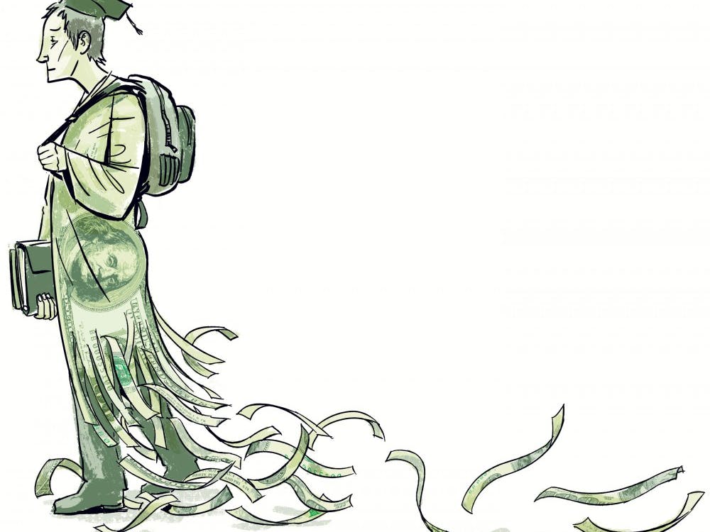 300 dpi Hector Casanova illustration of a college student wearing a gown made of a $100 bill, shredded at the bottom to represent federal (U.S.) money wasted on students who drop out; can also be used with stories on high tuition costs.  The Kansas City Star 2010

05000000; EDU; krtcampus campus; krteducation education; krtnational national; krt; mctillustration; 05007000; college; university; krtdiversity diversity; youth; $100; cap and gown; dropout; kc contributed casanova; tuition cost; 2010; krt2010