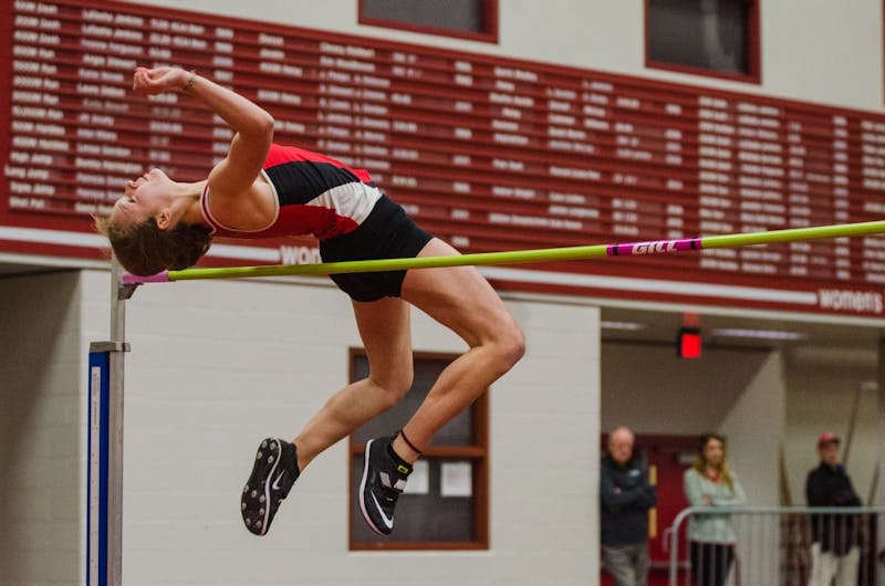 Ball State freshman Hailley Peters competes in high jump on Feb. 16 in the Ball State Tune-up at the Field Sports building. Madeline Grosh, DN