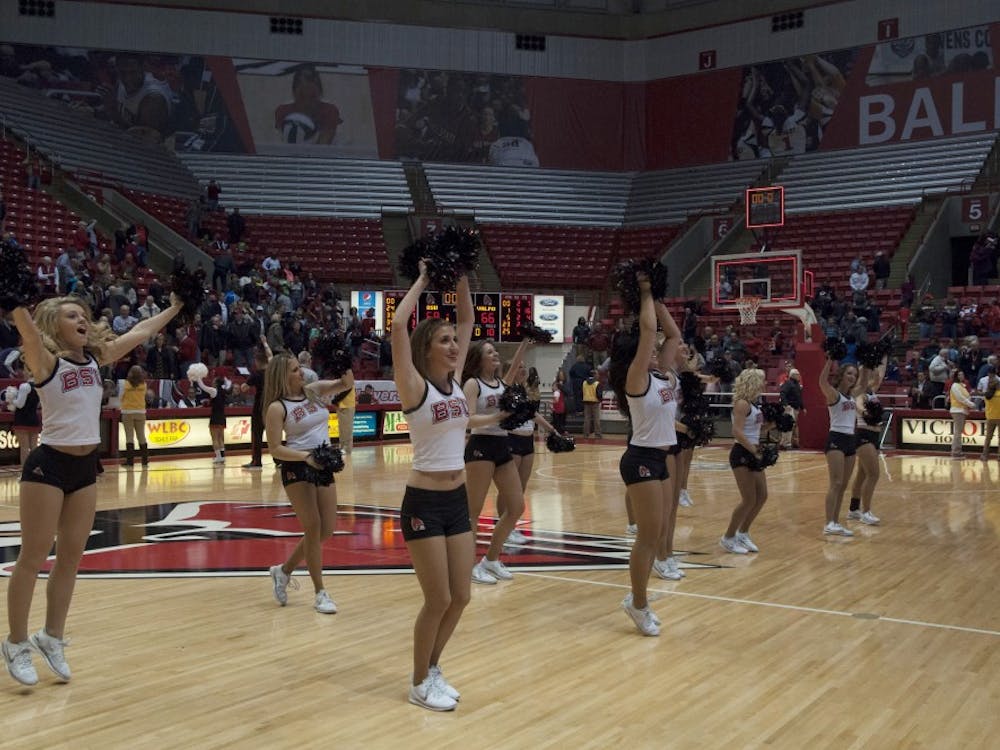 Members of the Code Red dance team perform during the game against Valparaiso on Nov. 28 at Worthen Arena. DN PHOTO AMER KHUBRANI