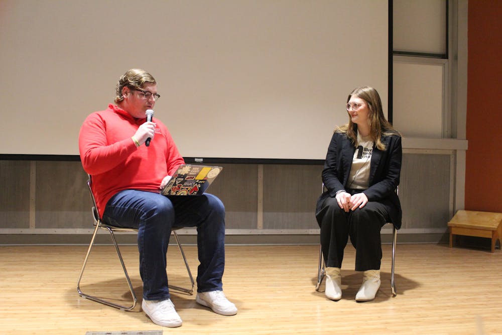 Unopposed SGA vice presidential candidate answers questions during Q&A session