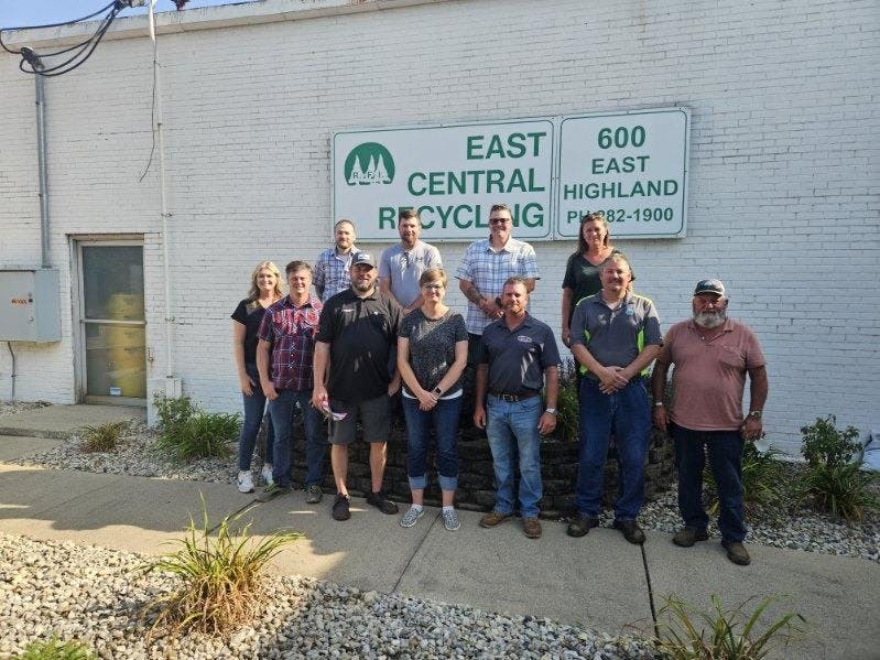 Generation 4 family members Jason King, ECR operations manager, left, and Danny Tinsman, division manager, at the East Central Recycling facility. PHOTO PROVIDED