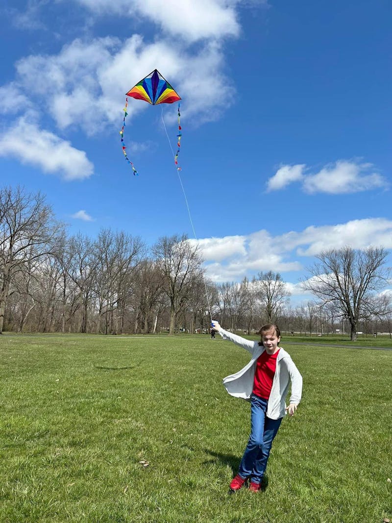 Stella Williams flying her kite at Morrow’s Meadow in Yorktown, Indiana. Williams was diagnosed with autism at age 3. Dana Williams, Photo provided.
