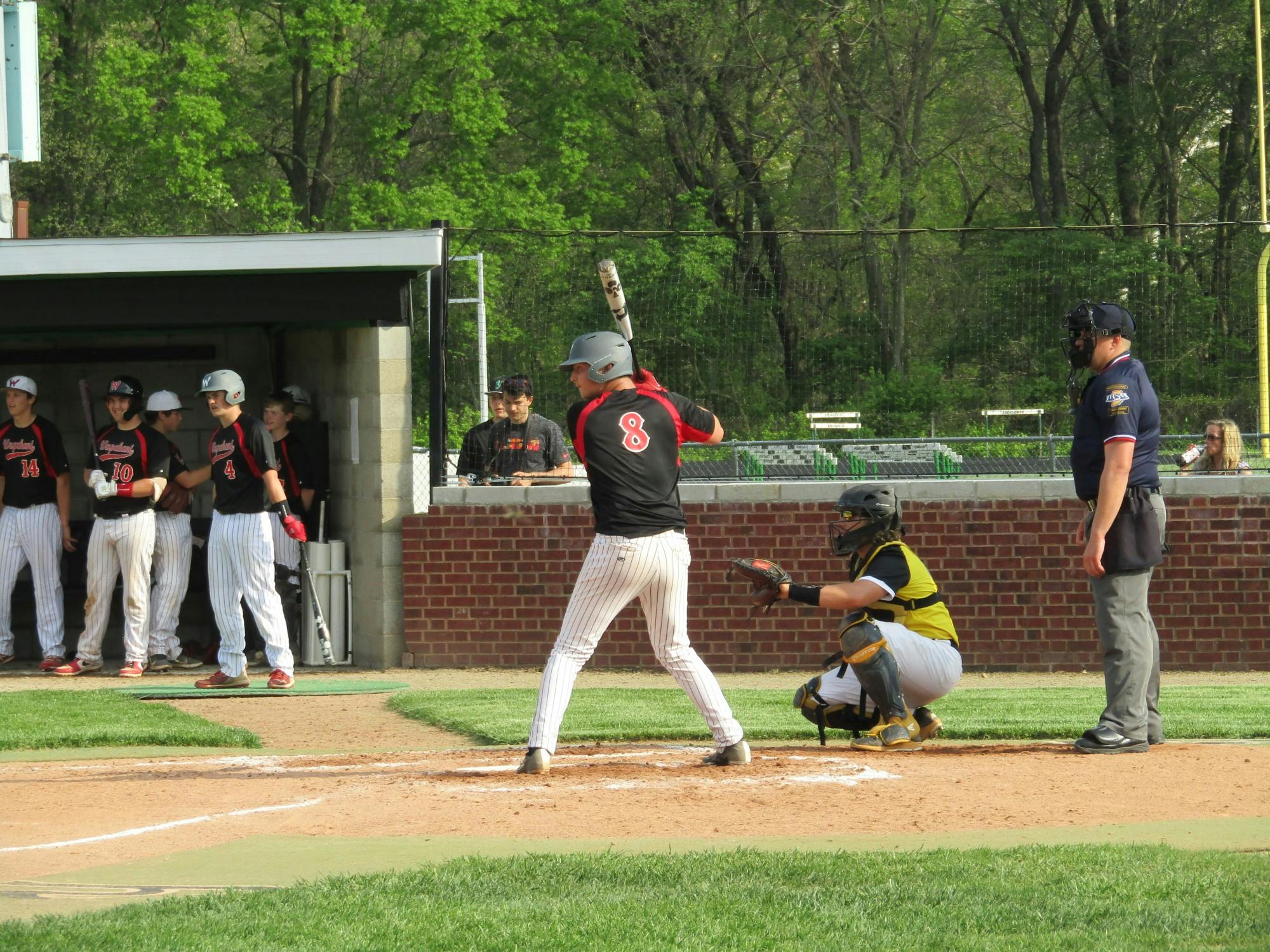 Wapahani junior pitcher Gavin Lash stands in the batter&#x27;s box during the Raiders contest against Cowan in game one of the Delaware County Baseball Tournament in Yorktown, Indiana. The Raiders and Lash defeated the Blackhawks 12-1. Kyle Smedley, DN