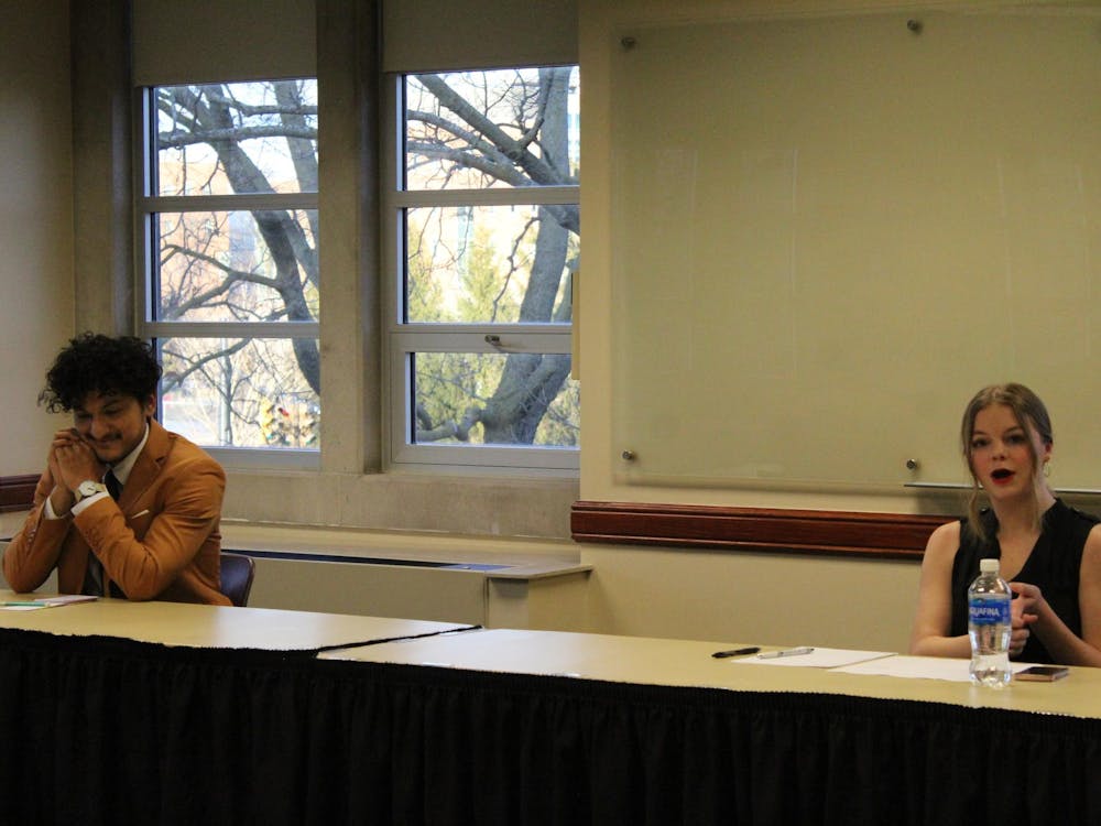 Ball State University Student Government Association (SGA) Vice Presidential candidates discuss their qualifications and platform points, Feb. 15 at L.A. Pittenger Student Center. Meghan Braddy, DN