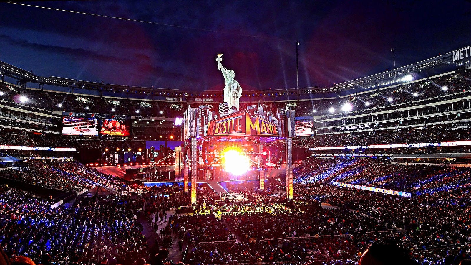 WrestleMania 29 drew 80,676 in attendance April 7, 2013. The event included nine professional wrestling matches and took place at MetLife Stadium in East Rutherford, New Jersey. Photo Credit: Schen Photography 