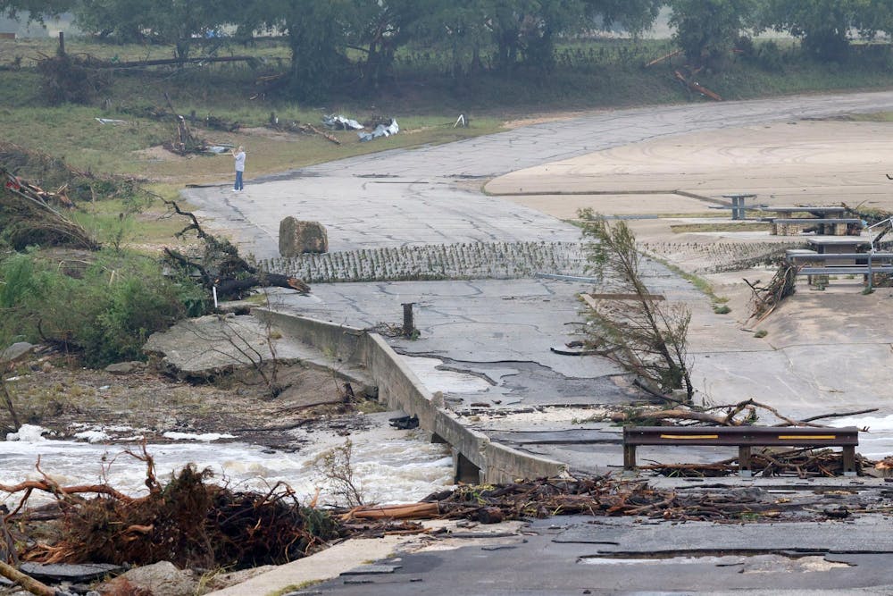 A bridge is seen off State Highway 39, Saturday, July 5, 2025, in Kerr County. A flash flood swept through the area early Friday morning. (Photo Provided by Tribune News Service/Chitose Suzuki)