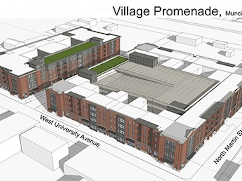 Renderings of the Village improvements currently underconstruction. The new building will feature residential as well as comercial spaces. PHOTO PROVIDED BY IPA