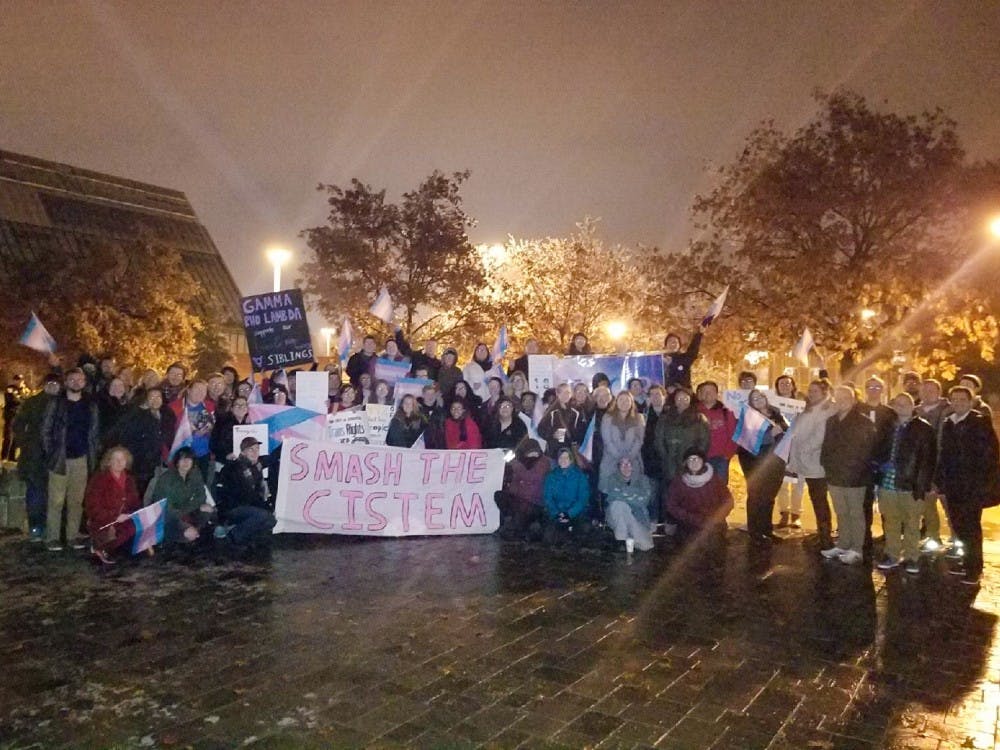 Spectrum members pose for a photo after a protest on Ball State's campus. Brooklyn Arizmendi, Photo provided