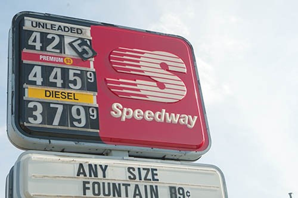 Gas prices in Indiana rise 50 cents above the national average. The increase was thought to be caused by refinery outages in the Midwest. DN PHOTO JORDAN HUFFER