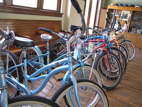 The offices of the cardinal greenway not house bikes that are available for rent. The bikes are free and can be used on the Greenway's 62 mile path. DN PHOTO SAFARALI SAYDSHOEVL |