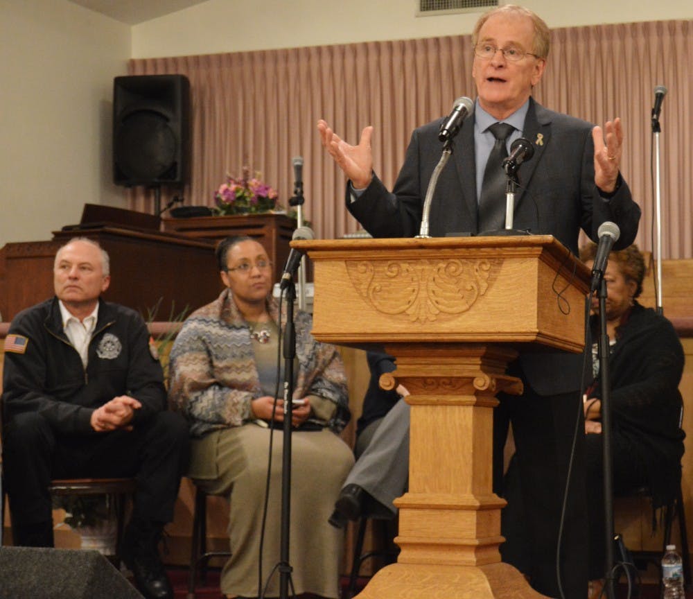 Community members voiced their questions and concerns at Mt. Zion Baptist Church on Feb. 2 at Muncie Mayor Dennis Tyler's first community forum during Black History Month.&nbsp;DN PHOTO ALLIE KIRKMAN