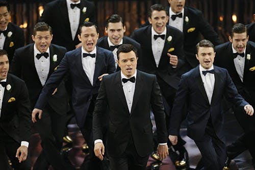 Seth MacFarlane performs during the 85th annual Academy Awards Sunday at the Dolby Theatre at Hollywood & Highland Center in Los Angeles, Calif.. MacFarlane hosted the Oscars. MCT PHOTO