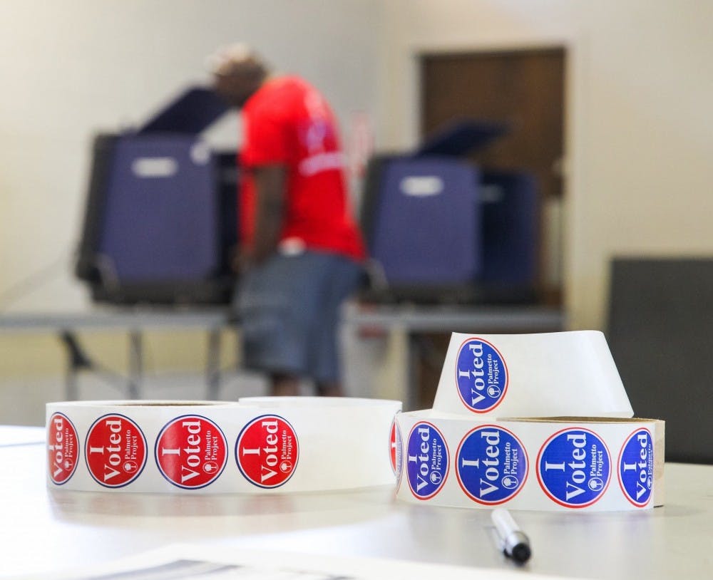A voter cast his ballot at the Lexington 1 precinct in Saxe Gotha Presbyterian church, Tuesday, June 10, 2014 in Columbia, South Carolina. (Tim Dominick/The State/MCT)