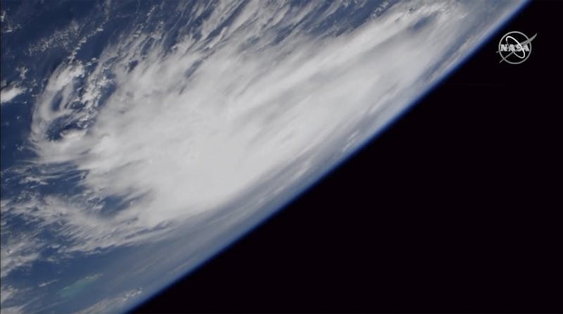 This Friday, Aug. 30, 2019 image provided by NASA shows a view of Hurricane Dorian from the International Space Station as it churned over the Atlantic Ocean. Hurricane Dorian is strengthening as it moves west toward the Bahamas and Florida. The National Hurricane Center in Miami says maximum sustained winds increased Saturday, Aug. 31 morning to 145 mph (230 kph), up from 140 mph (220 kph). (NASA via AP)&nbsp;
