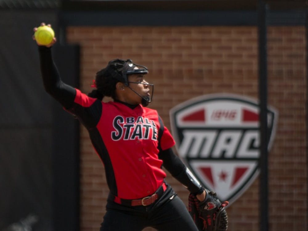 Aeshia Miles pitches to Kent State in the top of the third inning during the Cardinals' game against the Golden Eagles April 7 at Softball Field at First Merchants Ballpark Complex. Eric Pritchett, DN