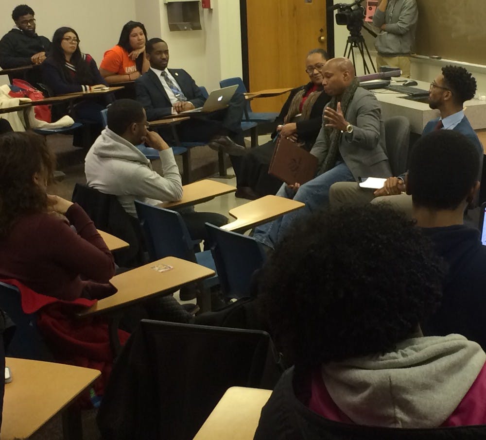 <p>The Black Student Association hosted a Black Minds Matter panel on Feb. 8&nbsp;about race and "black America." This event was dedicated to the memory of James Weldon Johnson, a civil rights activist and leader of the NAACP. <em>DN PHOTO TAYLOR KELLY</em></p>
