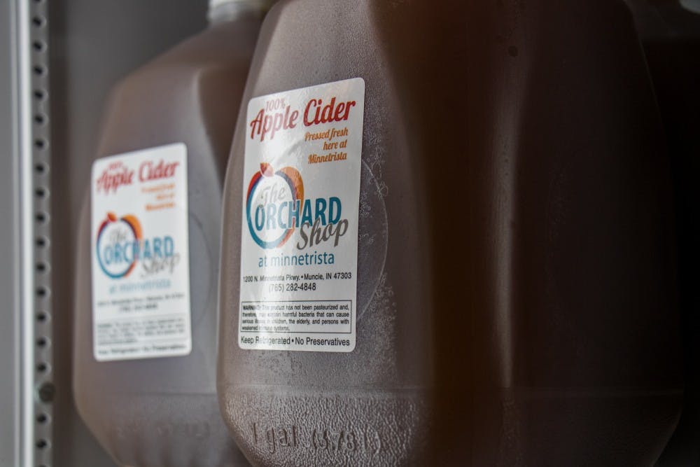 <p>Minnetrista makes the apple cider on location at The Orchard Shop, and sells it in several sizes ranging from half a pint to a gallon. Cider will be made and sold &nbsp;through mid-December. <strong>Eric Pritchett, DN</strong></p>