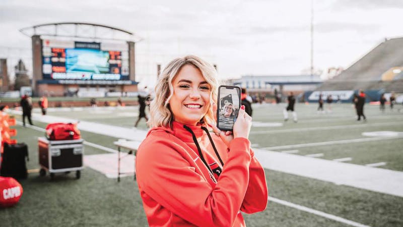 Graduate assistant Madison Surface is pictured on FaceTime with her mother, Charity Surface. Hudson French, Photo Provided