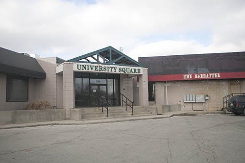 The former location of University Square will soon be demolished to make room for a new complex. The new complex will feature a six-story parking garage, retail space and 200 apartments. DN FILE PHOTO JORDAN HUFFER