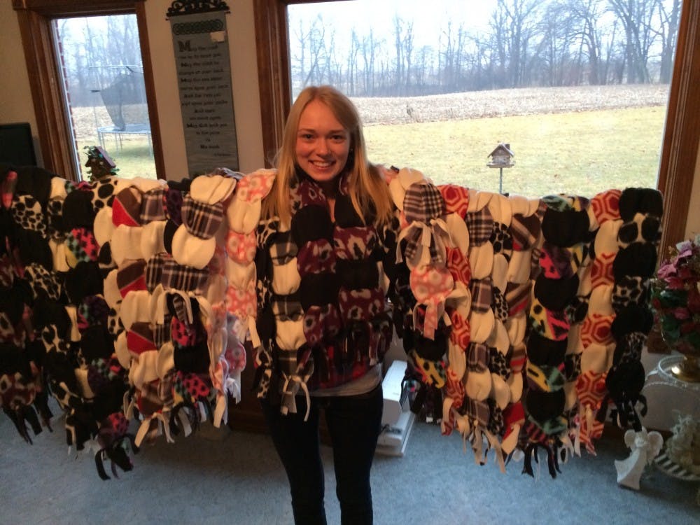 <p>Freshman speech pathology major Ashleigh Kramer has started a nonprofit organization called “Keep Me In Mind.” So far, she has made scarves and valentines for a local nursing home. PHOTO PROVIDED BY ASHLEIGH KRAMER</p>